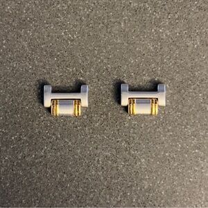 Two GUCCI 9000L 11mm Watch Bracelet Links 1st Generation Silver Gold Exc Cond!